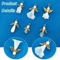 thumbnail image 4 of 48 piezas de 6 estilos de dijes de alas de ángel, cuentas de pera blancas, tapas de flores con cuentas de alas doradas, cuentas de alas de ángel de hada, colgantes, 4 of 6