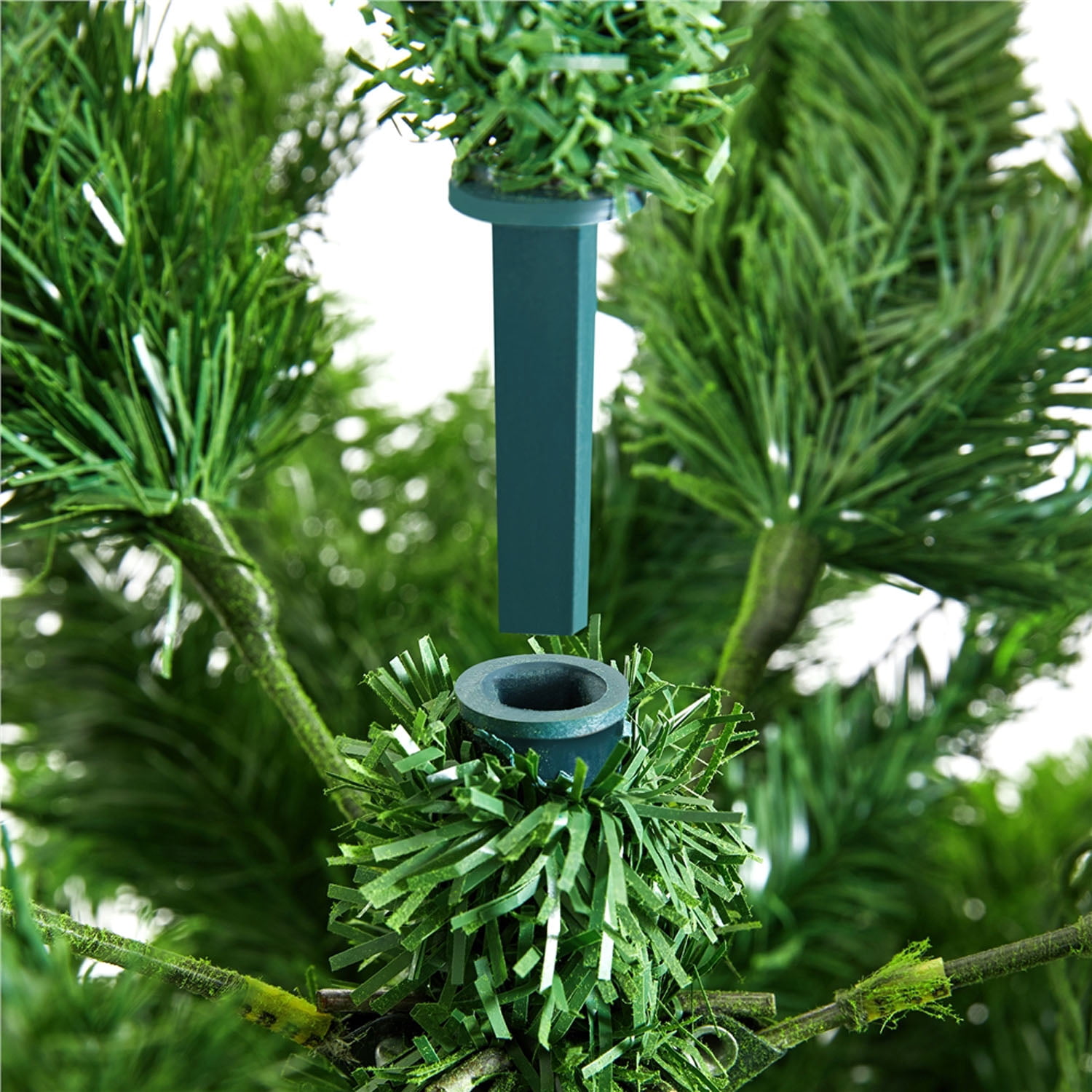 Alden Design 6FT Pre-lit Artificial Christmas Tree Flocked Christmas Tree with Foldable Stand and LED Warm Lights,Pure Green