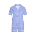 thumbnail image 2 of Summer Savings 2025 Two Pieces Pajamas Sets for Child Silk Button Down T-shirts and Shorts, 2 of 5