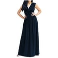 thumbnail image 1 of Baikeli Liquidation Robes Dames Été Robe de Soirée Sans Manches Taille Col en V Robe de Couleur Unie Robes d'Été pour Femmes, 1 of 5