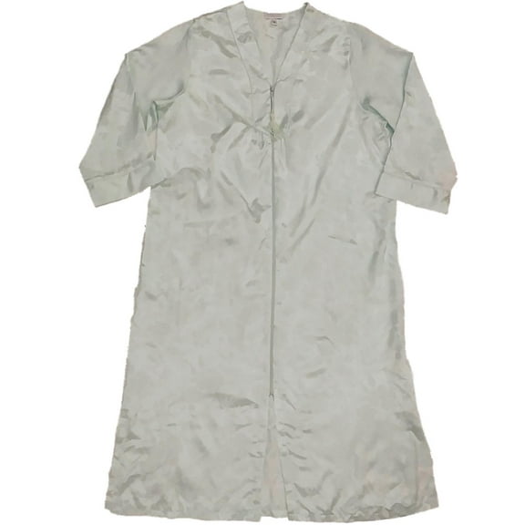 Womens Pastel Mint Green Silky Rose Bud Nightie Floral Flower Duster Night Gown