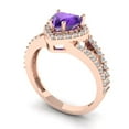 thumbnail image 2 of 1.49 ctw with Simulated Diamond Halo Accents Anniversary Ring for Women | Heart Cut Natural Amethyst | Hyperallergenic Solid 18K Rose Gold, 2 of 5