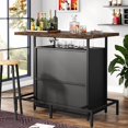 thumbnail image 3 of Tribesigns Industrial Home Bar Cabinet with Wine Storage, Engineered Wood Black, 3 of 7