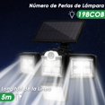 thumbnail image 4 of Nasjac L&aacute;mpara Solar Exterior con Sensor de Movimiento, 400W 2800LM 198COB Luces Solares Jardin Exterior, LED Lampara Solar de 4 Cabezales con Mando, 3 Modos IP65 Impermeable Iluminaci&, 4 of 9