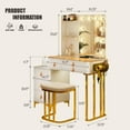 thumbnail image 2 of Makeup Vanity Desk with Mirrors and Lights   Vanity Table with Glass Top  Charging Station and Human Sensor Light  Vanity Set with Stool and Drawers for Women  Girls, 2 of 7