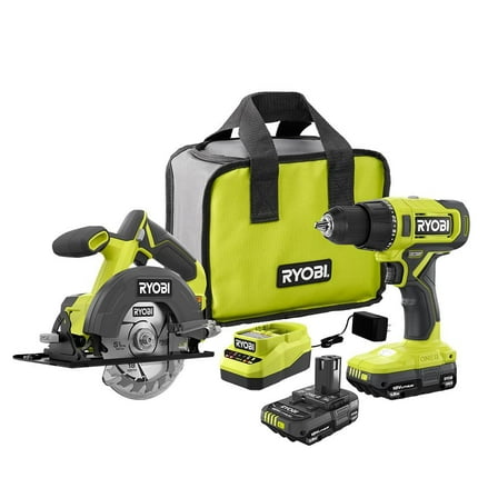 RYOBI 18V Cordless Power Tool Set 1.5 Ah, 2 Pack
