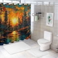 thumbnail image 7 of Orinice Sunset Stream Trees Bathroom Decor Set Colorful Luxurious Graphic Print Polyester Fabric Fashion Bathroom Decor Sets with Hooks Waterproof Shower Curtain Set Washable Shower Curtain with, 7 of 7