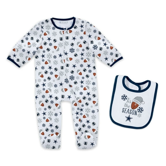Infant & Newborn WEAR by Erin Andrews Dallas Cowboys Holiday Full-Zip Sleeper & Bib Set