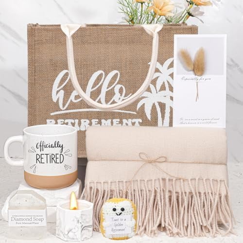 Retirement Gift Basket for Women,Ceramic Coffee Mug, Shawl Wrap, Beach Travel Bag, Handmade Gifts; Perfect for Retirees, Teachers, Moms, Grandmas$$Home Decor, Kitchen, & Other
