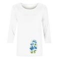 thumbnail image 4 of Charella Women's Floral Printed Tops 3/4 Sleeve Flower Graphic Tee Casual Loose Fit Crew Neck Shirts (S, White 8), 4 of 4