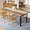 Natural, variant on OFIKA Dining Table for 6-8 People, 70" Acacia Wood Rustic Rectangular Dinner Table with Metal Frame, Sandblast Finish, Natural Stained, Indoor Outdoor Kitchen Dining Room Table Large 70x33.2x30 inch