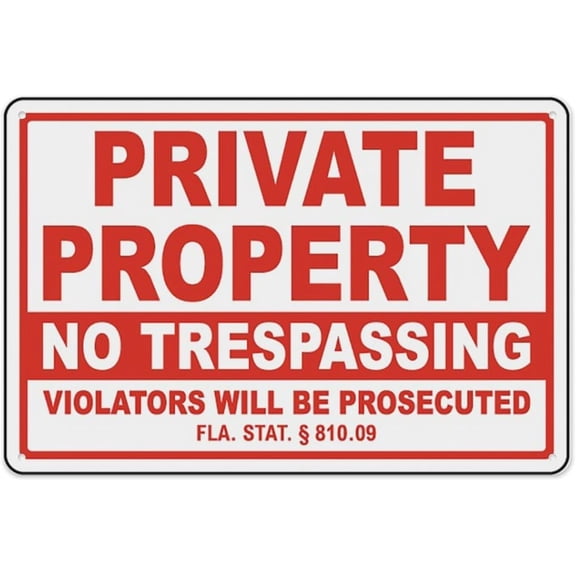 Florida Private Property No Trespassing Violators Will Be Prosecuted Sign 8"x12" - Aluminum Tin Warning for Home Outdoor Garden, High-Visibility Legal Decor for Florida