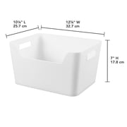 (8 pack) Mainstays Large Easy Access Bin, Open Plastic Storage Bin with Scoop Front, White
