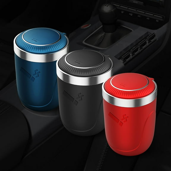Portable LED Ashtray for Car, Detachable Stainless Steel Ashtray with Lid, Car and Home Ashtray for Smoking, LED Light-Up Car Accessory