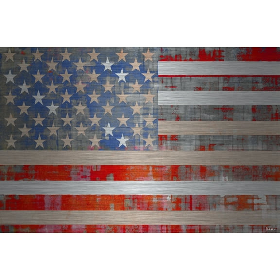 Parvez Taj  'American Dream' Painting Print on Brushed Aluminum 36 x 24