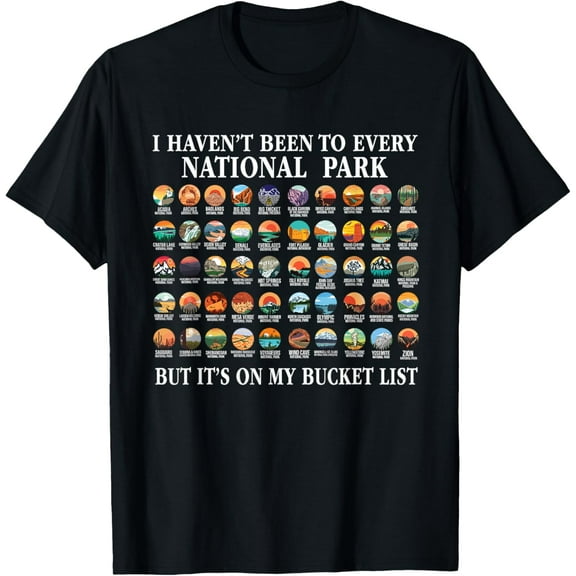 I Haven't Been To Every National Park Checklist T-ShirtMen and women, Black T-shirt, size: Extra large