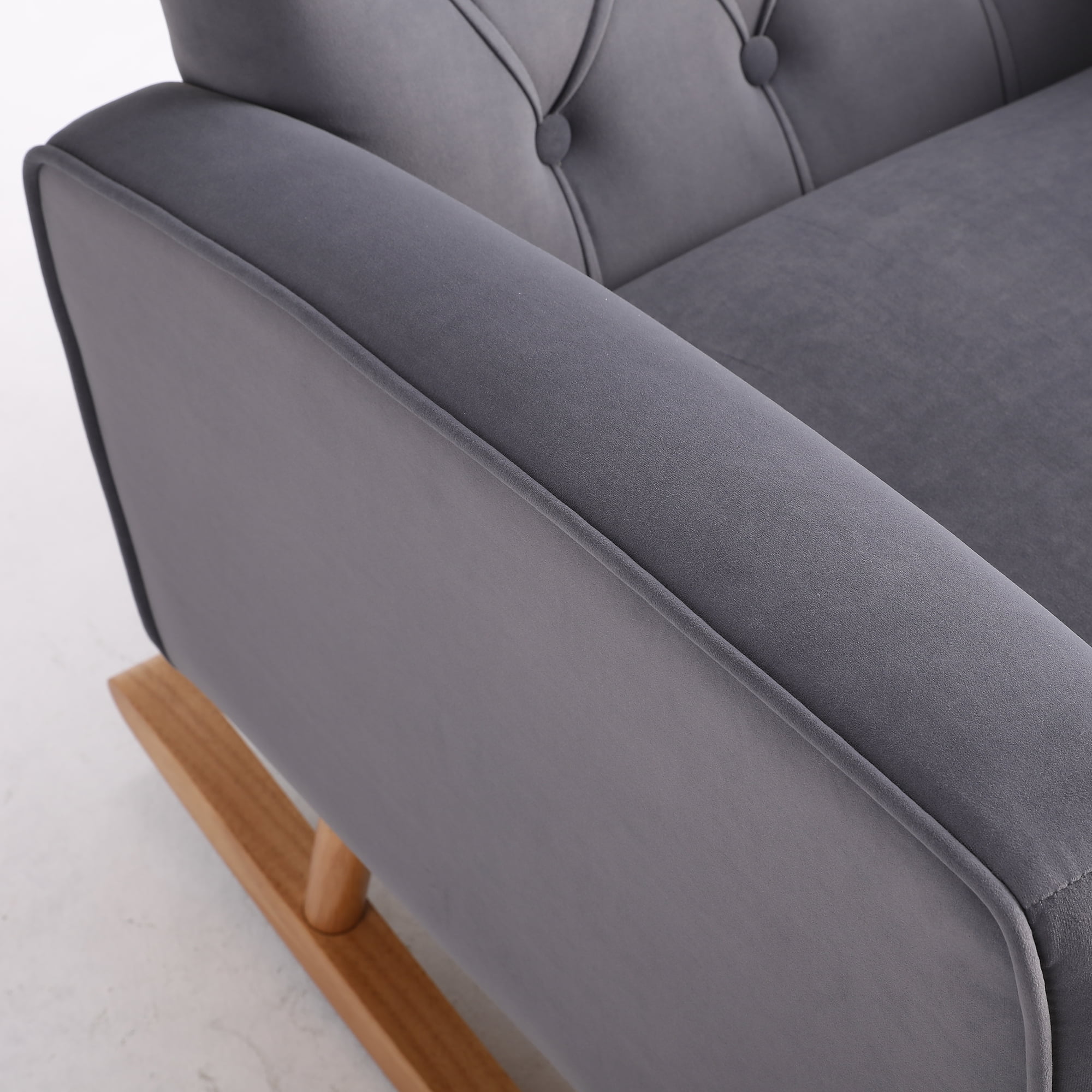 Resenkos Modern Velvet Rocking Chair Nursery with High Backrest, Living Room Accent Chair Armchair, Grey Resenkos Modern Velvet Rocking Chair Nursery with High Backrest, Living Room Accent Chair Armchair, Grey