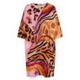 thumbnail image 4 of Pink Orange Wild Animal Print Sleepshirts For Sleeping Travels Loose Sleepdress Pajama Dress Soft Nightdress Sleepwear, 4 of 7