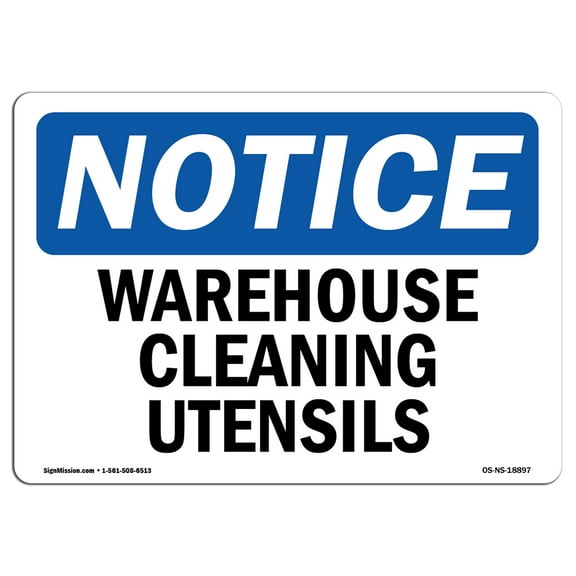 OSHA Notice Sign - Warehouse Cleaning Utensils | Decal | Protect Your Business, Construction Site, Warehouse |  Made in the USA