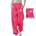 thumbnail image 2 of Boys Sweatpants Jogger Pants for Girls with Pockets Adjustable Drawstring Pants Pink Pants Kids Girls Size 8-9 Years Pants, 2 of 5