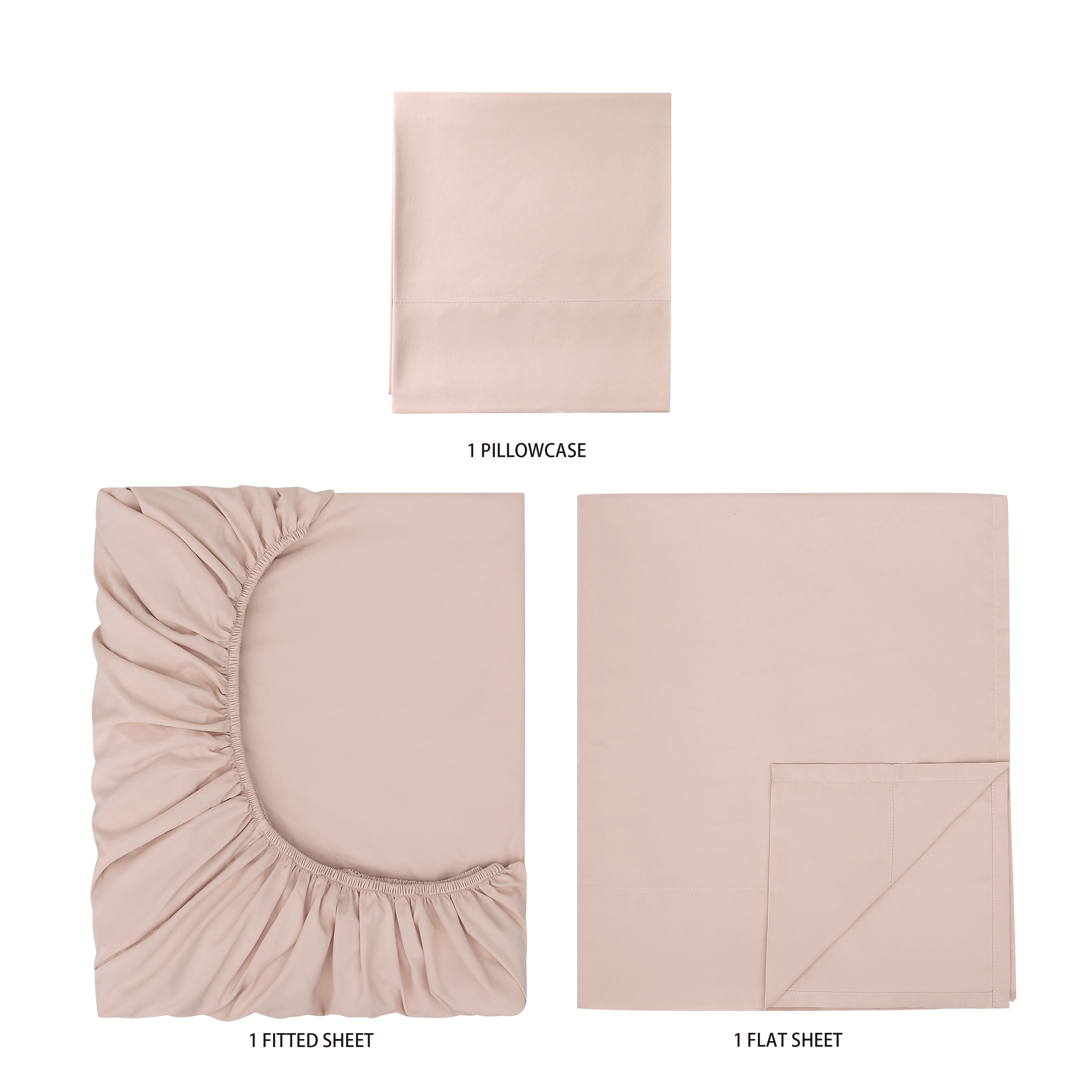 Mainstays Super Soft High Quality Brushed Microfiber Bed Sheet Set, Twin-XL, Pink Blush, 3 Piece