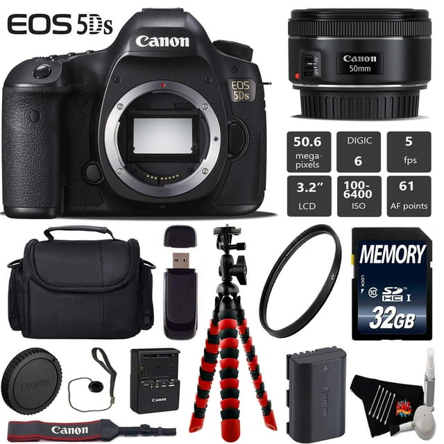Canon EOS 5DS DSLR Camera with 50mm Lens, 50.6MP Full Frame Digital Camera Bundle with Accessories (International Model)