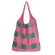 thumbnail image 3 of Bolso Hombro para Mujer Playa Verano Ganchillo Mano Tejido Con Flores () Rosa Y Verde, 3 of 9