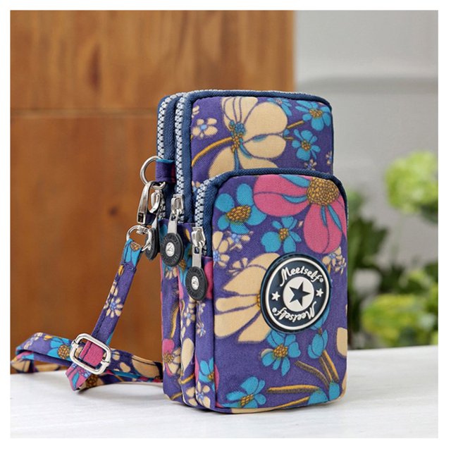 Woman‘s Cell Phone Bag with Large Capacity Wrist Strap Prints Design for Outdoor School Office Commute