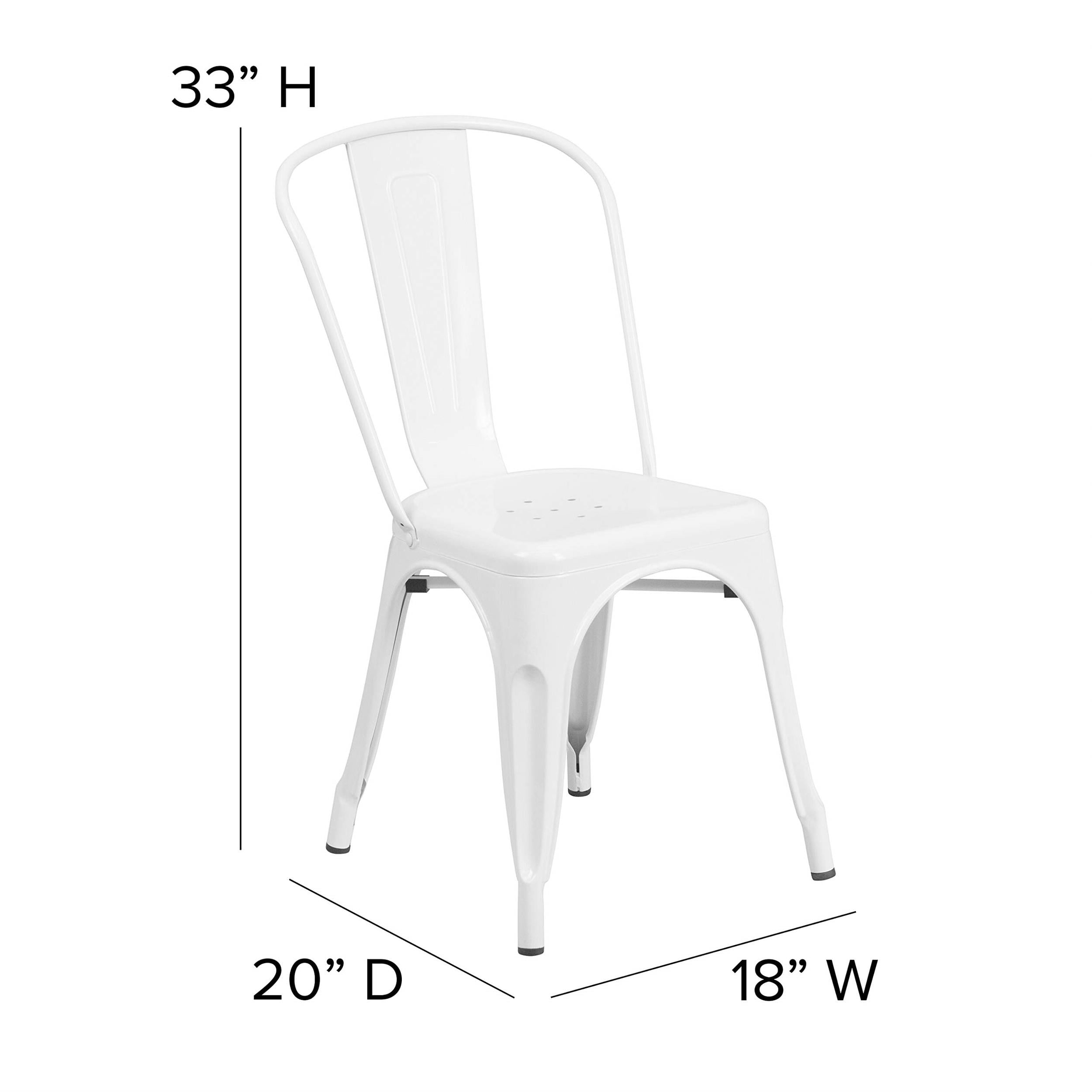 Bowery Hill Metal White Dining Chair Stackable Weather-Resistant Rectangular Unassembled