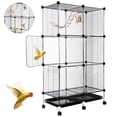 thumbnail image 3 of Qiyester Parrot Cages Portable Birdcage Pet Nest House w/Wheels Swing Ladder Feeders Slide-Out Tray for Small Mid-Sized Birds (Black), 3 of 10