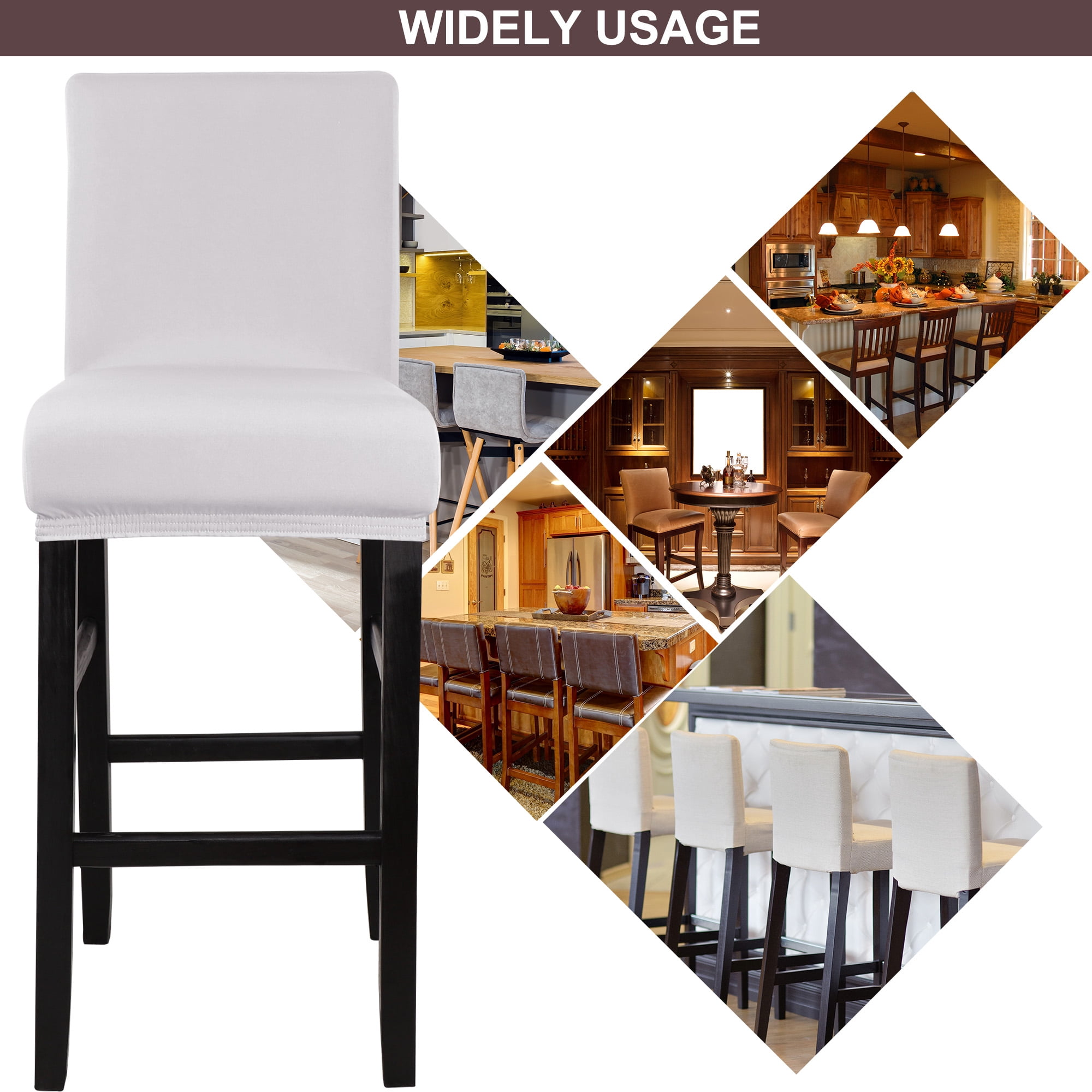 Unique Bargains Bar Stool Covers Counter Height Side Chair Slipcover Silver Grey 4 Pcs