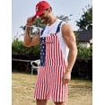 thumbnail image 4 of 250th Anniversary American Flag Overalls Denim Bib Jumpsuit Shorts Jean Romper for Men(Red White and Blue,S), 4 of 10