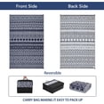 thumbnail image 5 of Twister.CK 8' x 10' Plastic Outdoor Rugs, Waterproof Bohemia Straw Rug Reversible Outside Carpet for Patio Deck Porch Backyard Camping Picnic Beach, Dark Blue & White, 5 of 8