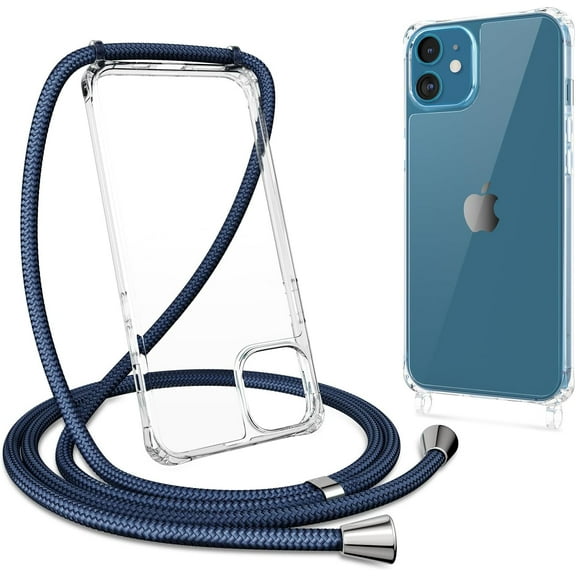 Compatible with iPhone 11,Clear Case with Adjustable Lanyard,Soft Slim TPU Shockproof Protective Crossbody Case for iPhone 11,6.1 inch-Navy Blue