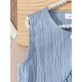 thumbnail image 6 of Sweet & Casual Light Blue Kids Outfit Set: Pearl - Decorated Sleeveless Top + Wide - Leg Pants  Summer、Casual Wear、Ruffle Detail, 6 of 8