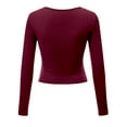 thumbnail image 3 of Made by Johnny Women's Deep V Neck Long Sleeve Cross Wrap Fitted Crop Top XXL WINE, 3 of 6