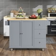 thumbnail image 2 of EUROCO Rolling Mobile Kitchen Island with Solid Wood Top and Locking Wheels, Storage Cabinet and Drop Leaf Breakfast Bar, Towel Rack & Drawers, Gray, 2 of 19