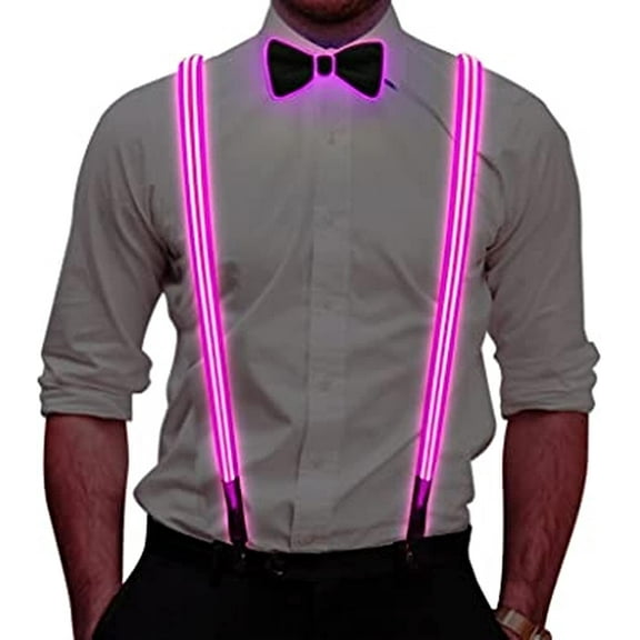 LINLIN Light Up Suspenders, Mens Luminous Suspenders Party LED Belt Adjustable Perfect for Party