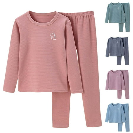 Antinious Casual Long Sleeve Loungewear Suit for Kids Undershirts Outfit Padded Kids Boys And Girls In The Collar HomeGreen 100