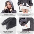 thumbnail image 3 of Wearable Blanket Hoodie  Oversized Sherpa Fleece Sweatshirt Blanket With Giant Hood Pockets And Sleeves For Adults  Warm And Cozy Gray Hooded Blanket, 3 of 5