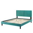 thumbnail image 3 of Platform Bed Frame, Full Size, Velvet, Teal Blue, Modern Contemporary Urban Design, Bedroom Master Guest Suite, 3 of 10