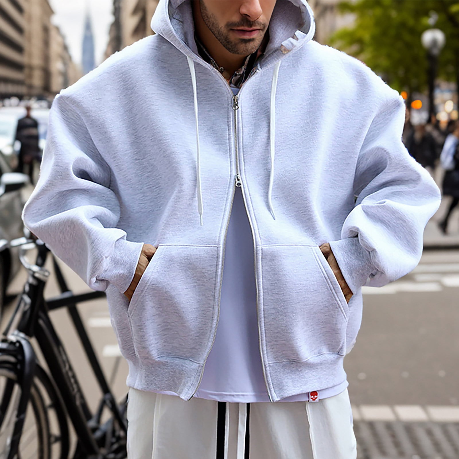 EHRWE Hoodies For Men Male Autumn Winter Oversize Loose Plus