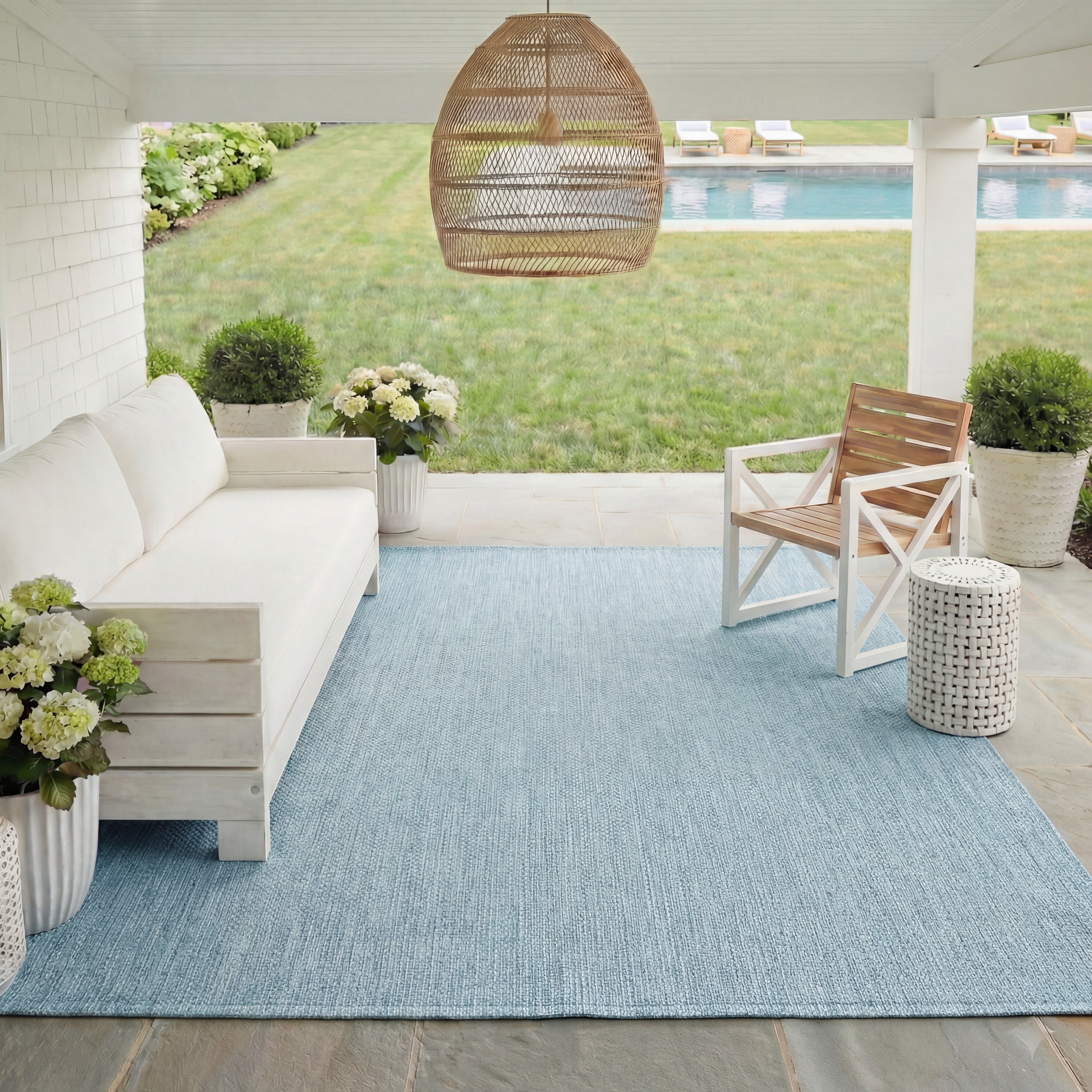 Safavieh Courtyard Finnian Solid Indoor/Outdoor Area Rug, Aqua/Gray, 8' x 11'