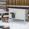 thumbnail image 3 of Ciokea Outdoor Heated Cat House, Weatherproof Feral Cat Shelter Insulated Foam Wooden Cat Enclosure for Winter PVC 2 Doors Flaps With Heating Pat, White, 3 of 8