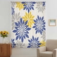 thumbnail image 2 of Geometric Flower Sheer Curtains 63 Inches Long, Vintage Country Floral Blue Yellow on Linen Light Filering Curtains, Breathable Simi Curtain Privacy Drapes for Living Room Bedroom Window Treatment, 2 of 9