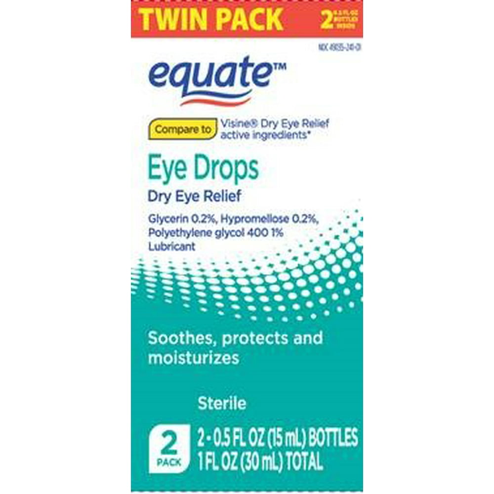 Equate Eye Drops Dry Eye Relief, 0.5 fl. Oz., 2 Count
