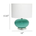 thumbnail image 4 of 15.25" Contemporary Modern Ceramic Egg Standard Bedside Living Room Entryway Table Lamp With White Fabric Shade, Aqua, 4 of 8