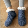 thumbnail image 4 of HAiming Women's Cable Knitted Socks Winter Thicken Fleece Lined Warm Slipper Socks Casual Cozy Indoor Non-slip Socks, 4 of 6
