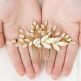 thumbnail image 2 of Bridal Hair Comb Gold Rhinestone Hair Pieces Crystal Leaf Wedding Hair Accessories Hair Side Comb for Woman and Girls, 2 of 4