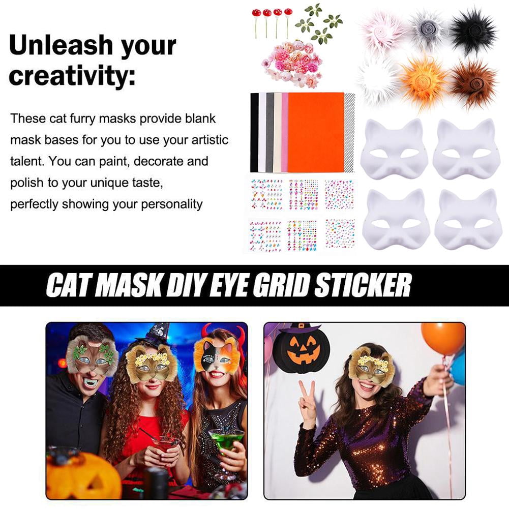 DIY Cat Mask Craft Kit, Blank Felt & Plush Material Set for Therian Gear, Create Your Own Unique Cat Mask